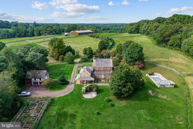 aerial view featuring a rural view