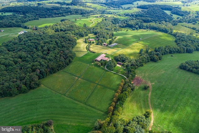 aerial view featuring a rural view