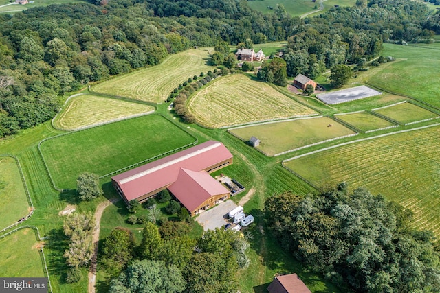 drone / aerial view with a rural view