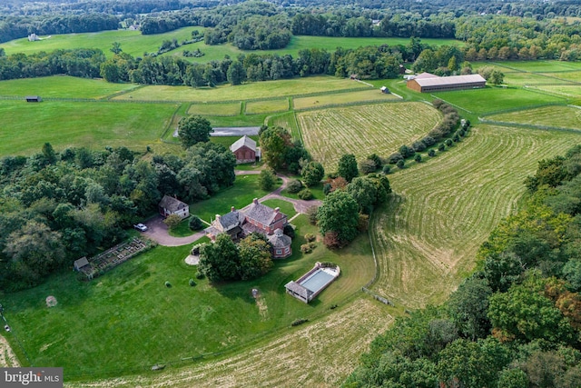 bird's eye view with a rural view