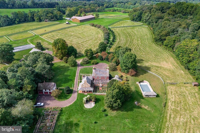 bird's eye view featuring a rural view