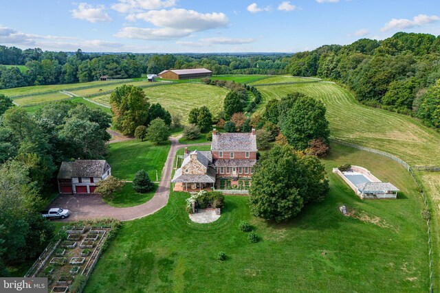 aerial view with a rural view