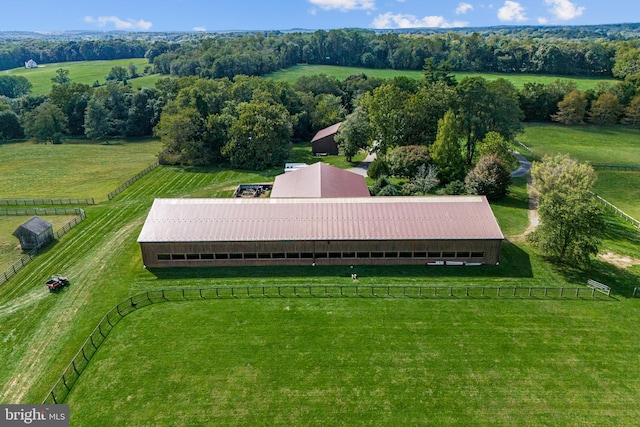 birds eye view of property featuring a rural view