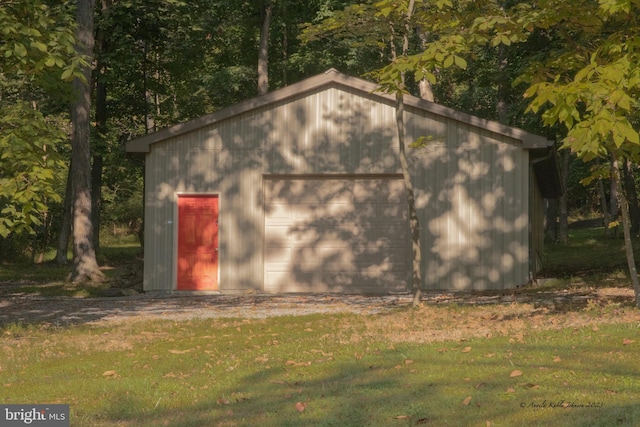 view of shed / structure featuring a garage