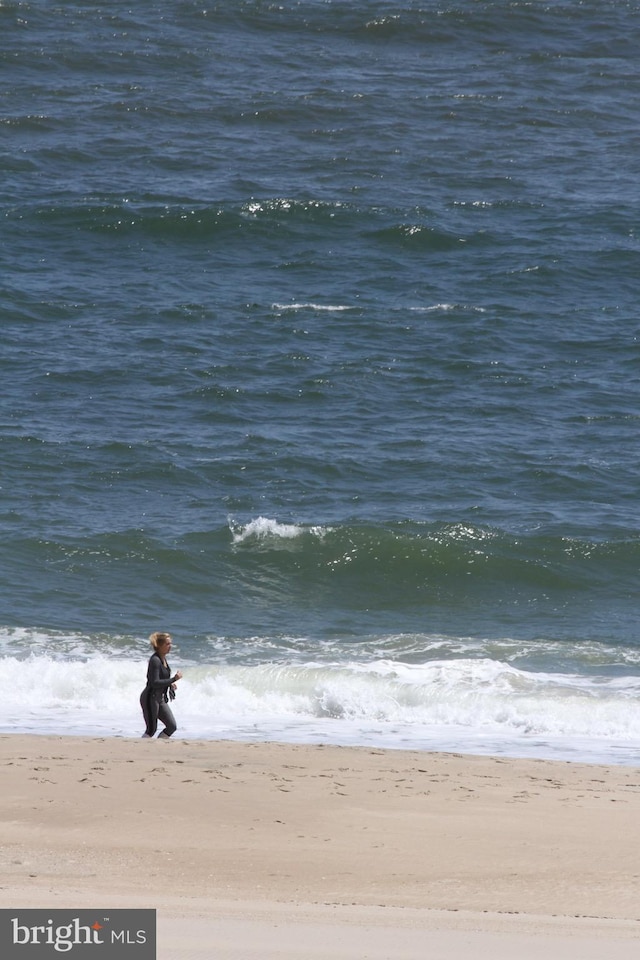 property view of water featuring a view of the beach