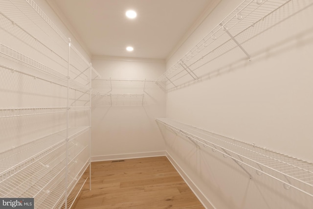 spacious closet with light hardwood / wood-style floors