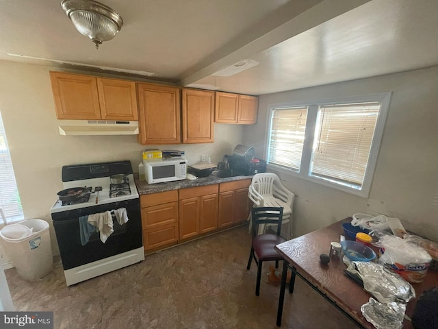 kitchen featuring white appliances and plenty of natural light