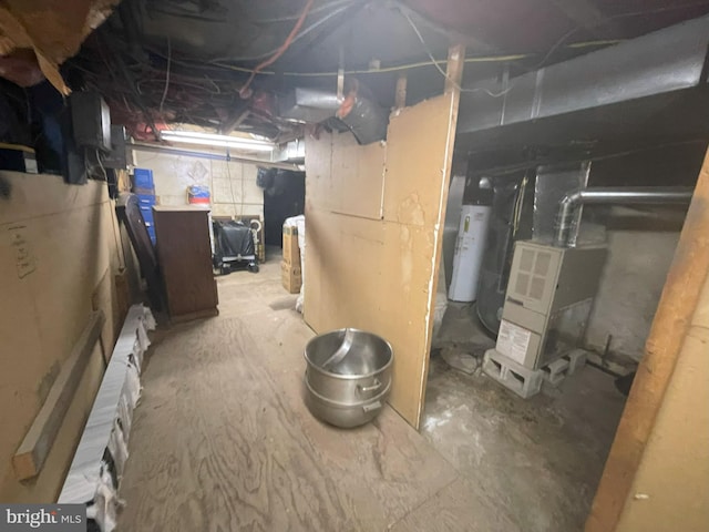 basement with gas water heater