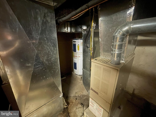 utility room featuring water heater