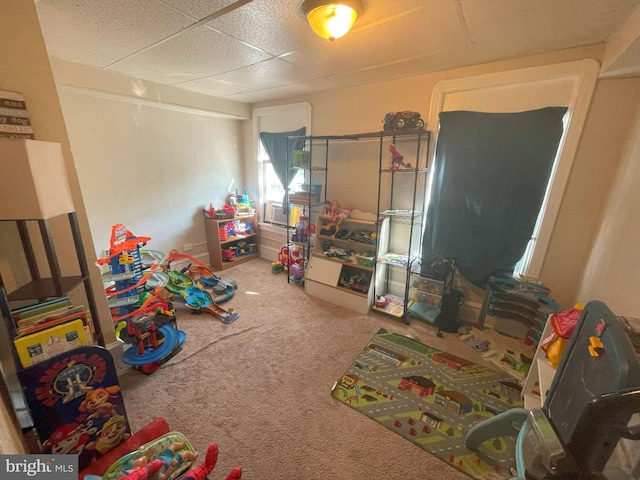 game room featuring carpet floors