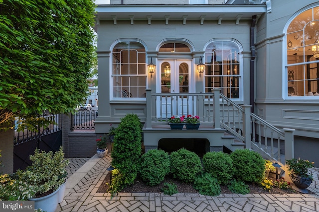 property entrance with french doors