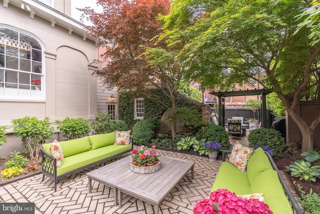 view of patio featuring an outdoor living space