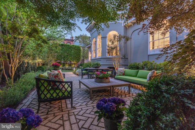 view of patio with an outdoor living space