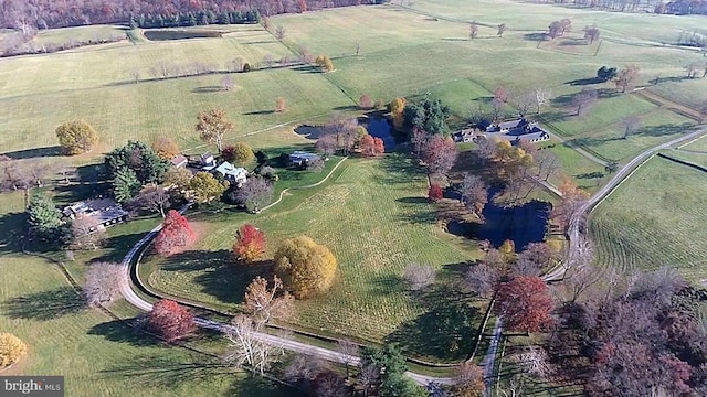 drone / aerial view with a rural view