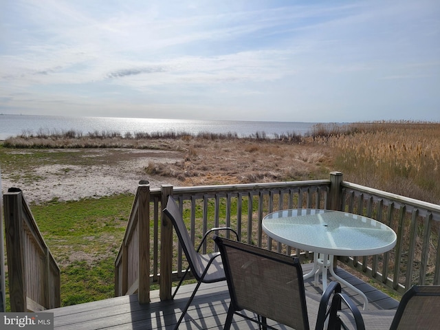 deck with a water view