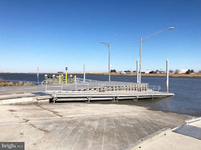 dock area with a water view