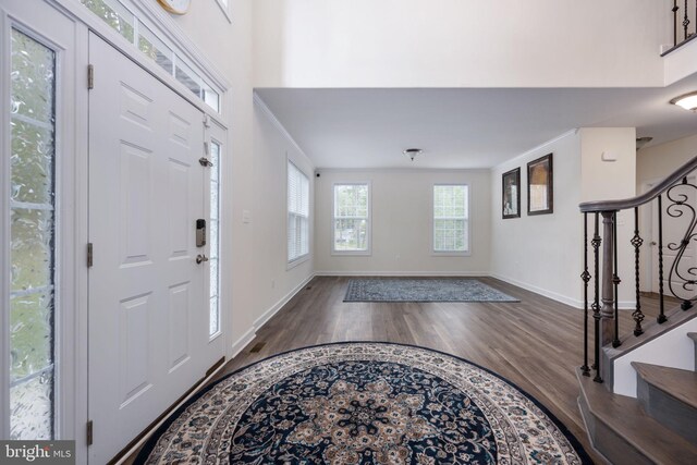 foyer entrance featuring dark hardwood / wood-style flooring