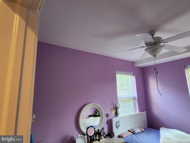 bedroom featuring ceiling fan