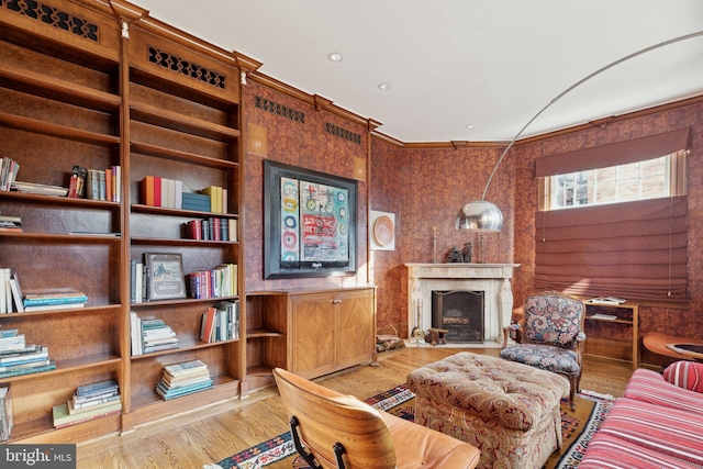 living area featuring light hardwood / wood-style floors