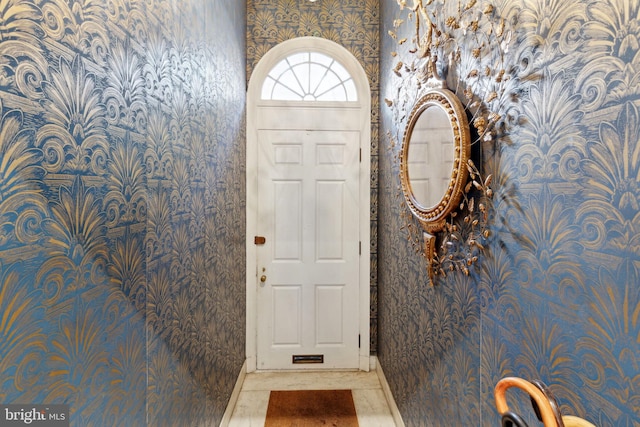 entryway featuring light tile flooring