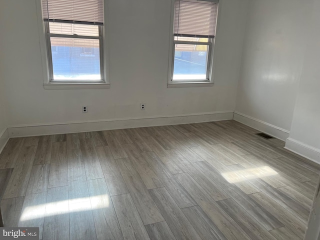 spare room with light hardwood / wood-style flooring and a healthy amount of sunlight