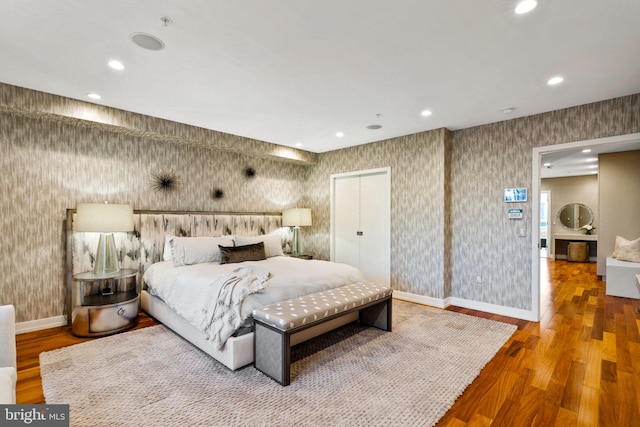 bedroom featuring light hardwood / wood-style floors