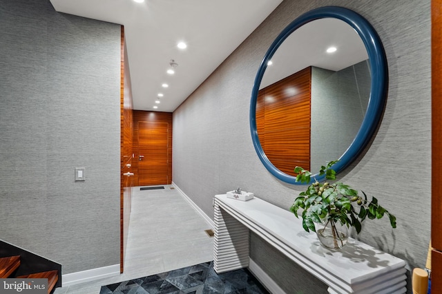 bathroom with tile floors