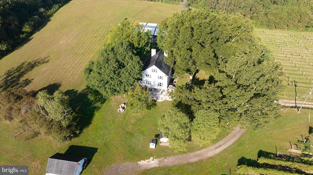 drone / aerial view with a rural view