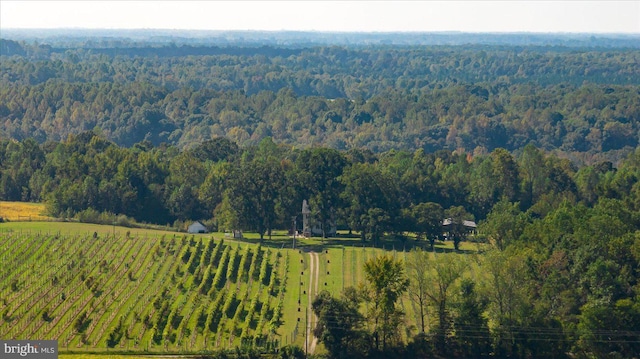 birds eye view of property with a rural view