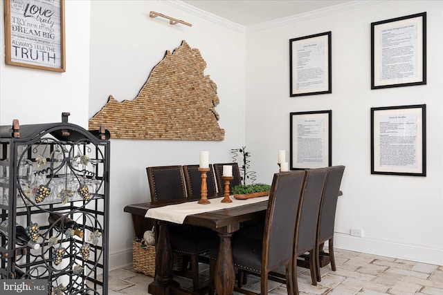 dining area with crown molding