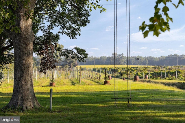 surrounding community with a yard and a rural view