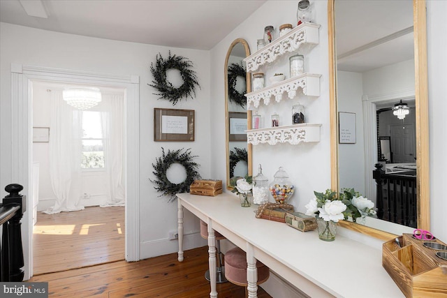 mudroom with hardwood / wood-style flooring