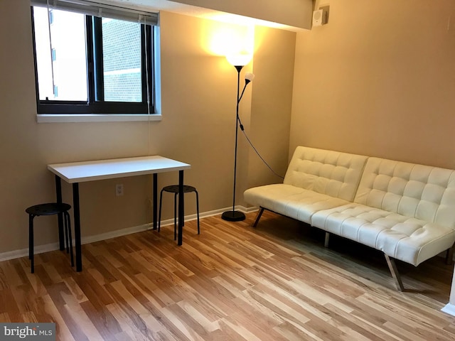 sitting room with light hardwood / wood-style floors