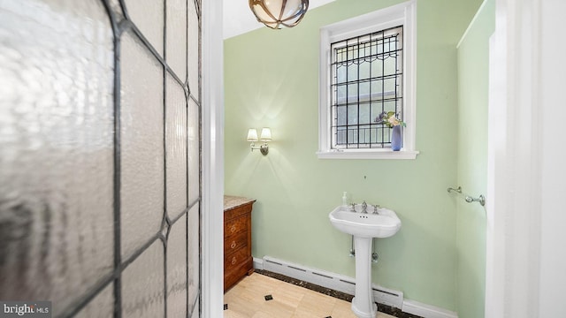 1717 Woodland Rd, Abington, PA 19001 - bathroom with baseboard heating and tile floors