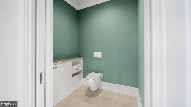 1717 Woodland Rd, Abington, PA 19001 - bathroom featuring toilet, tile flooring, ornamental molding, and vanity
