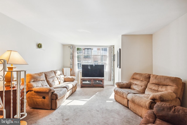 living room with light carpet