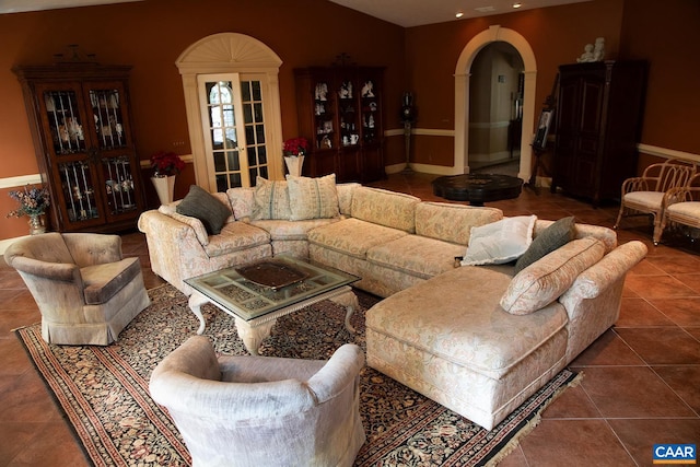 view of tiled living room