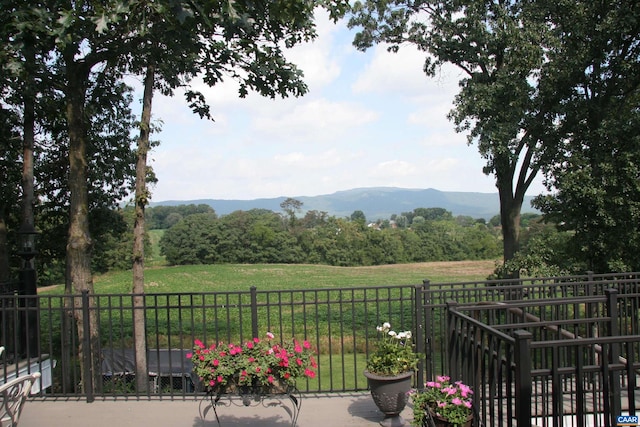 exterior space featuring a mountain view