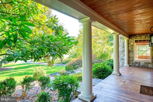 view of terrace featuring a porch