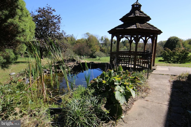 dock area with a gazebo