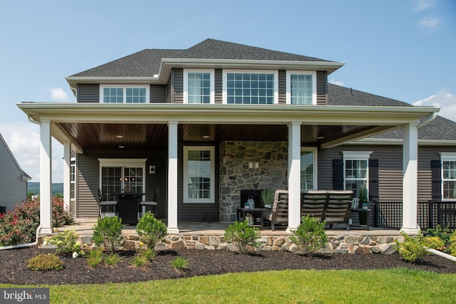 view of front facade featuring covered porch