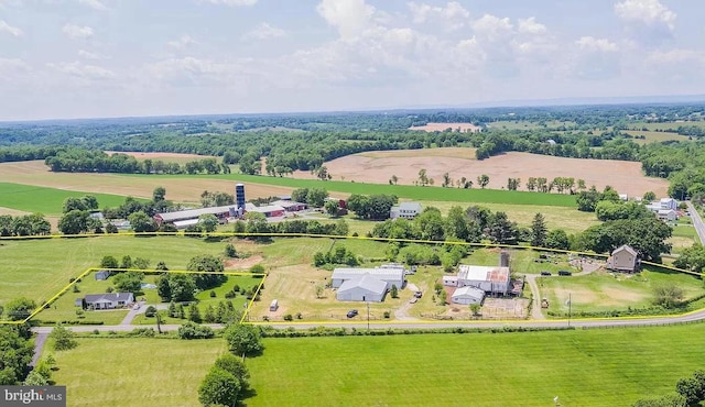 bird's eye view with a rural view