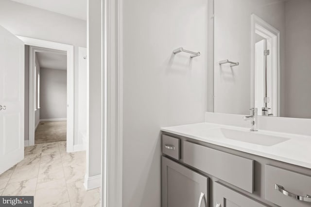 994 Valley Crossing Dr, Lititz, PA 17543 - bathroom with marble finish floor, vanity, and baseboards