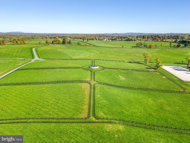 bird's eye view with a rural view