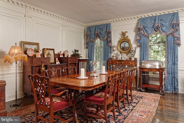 dining area featuring dark hardwood / wood-style flooring