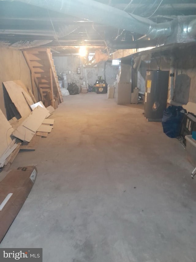 basement with water heater