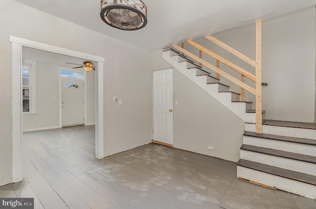 interior space featuring ceiling fan and light hardwood / wood-style floors