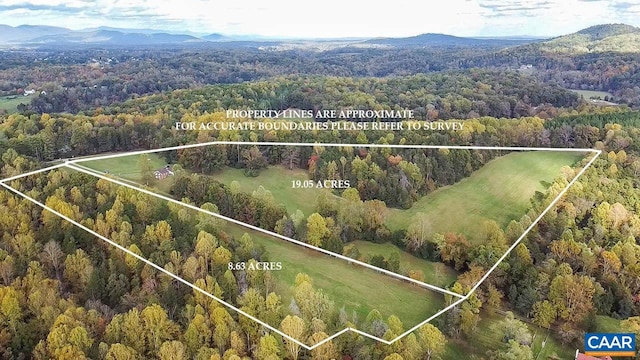 birds eye view of property featuring a mountain view