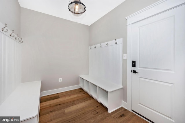 mudroom featuring wood-type flooring