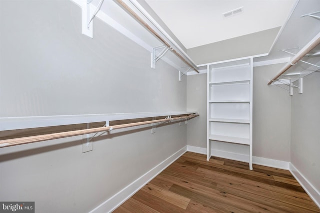 spacious closet with hardwood / wood-style flooring